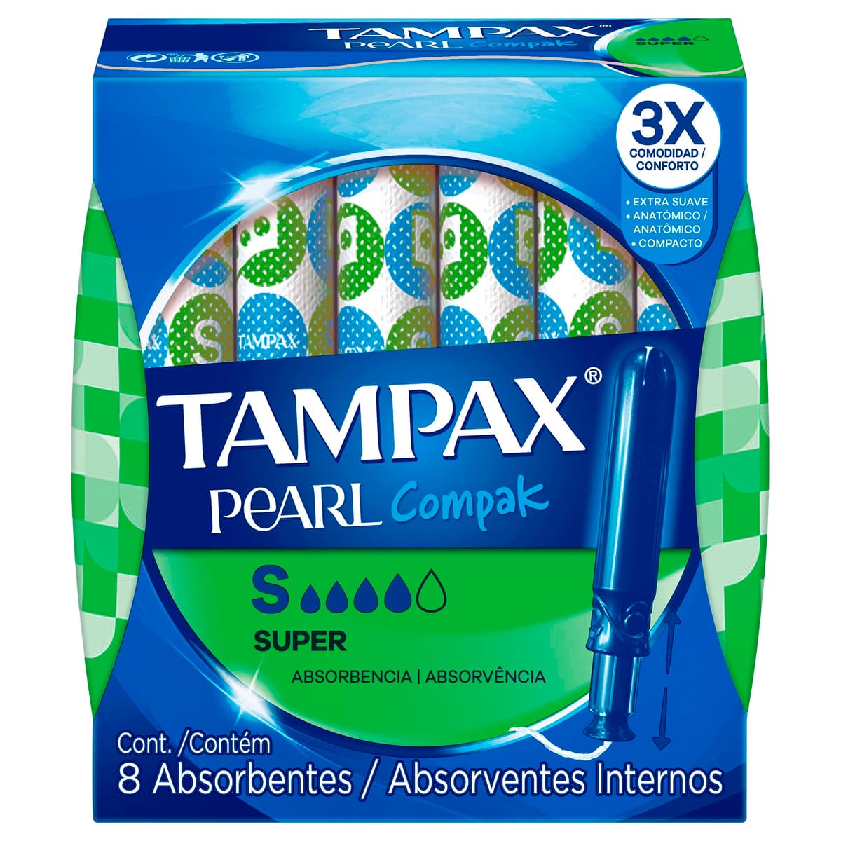 Tampones Tampax Pearl Compak C/8 Pzas