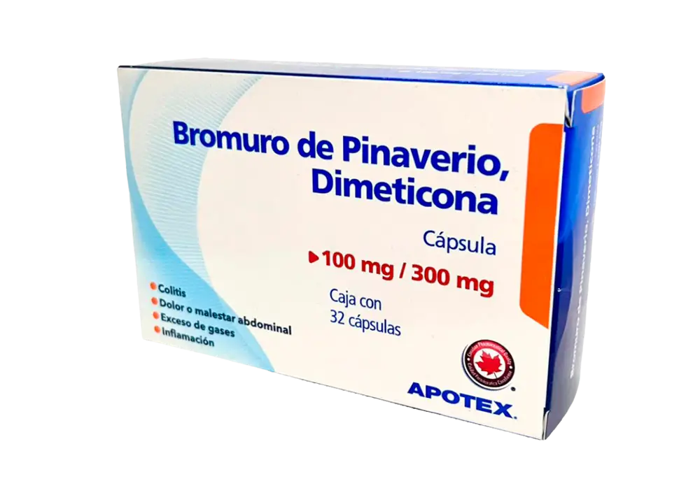 Pinaverio 100 mg / Dimeticona 300 mg APOTEX C/32 Caps