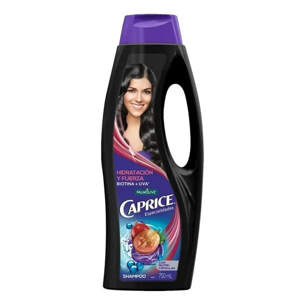 Shampoo Caprice Especialidades Hidratación Fuerza Biotina + Uva Mantén tu Cabello Hidratado y con Brillo 750 ml