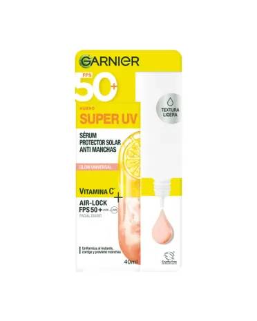 Serúm Protector Solar Anti Manchas Garnier Super UV Glow Universal FPS 50+ 40 Ml